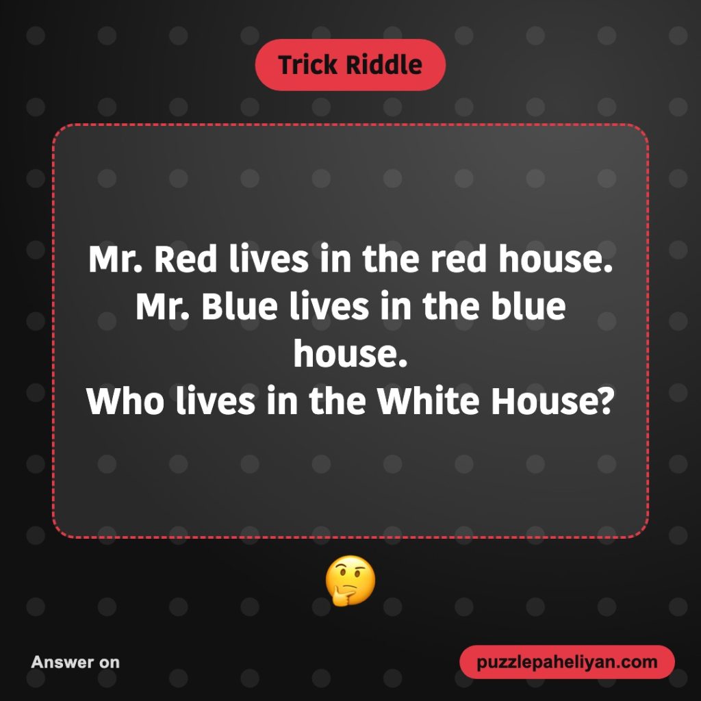 Riddle: Mr Red lives in the red house, who lives in the White House?