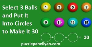 select 3 balls to make 30 answer