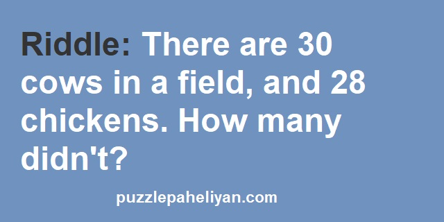30 Cows and 28 Chickens Riddle Answer