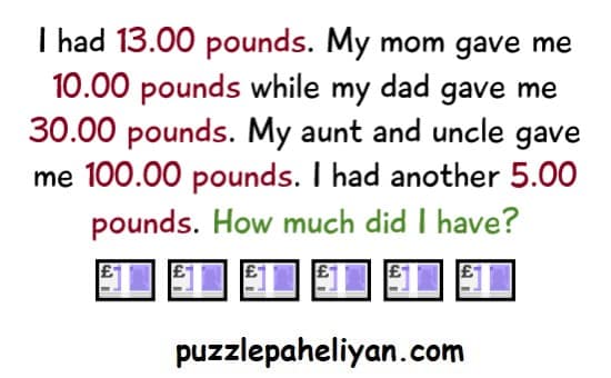 I Had 13 Pounds Riddle