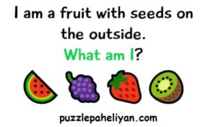 I am a fruit with seeds on the outside