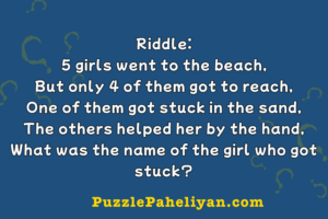 5 girl are at the beach riddle