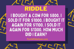 I bought a cow for $800 riddle